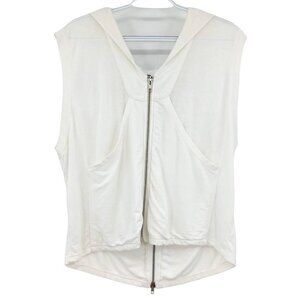 AIKO White Full Zip Hooded Boxy Sleeveless Top Women's XS Athleisure Lounge Wear
